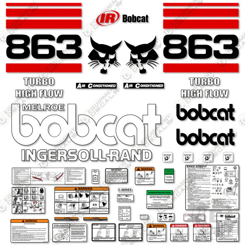 Fits Bobcat 863 Skid Steer Decal Kit (RED) decal kit