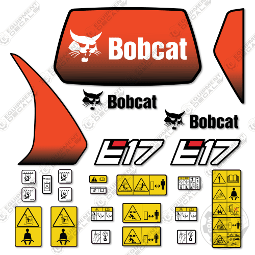 Fits Bobcat E17 Mini Excavator Decal Kit decal kit, e 17, e17