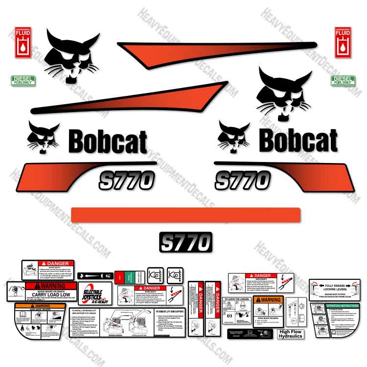 Fits Bobcat S-770 Decal Kit Skid Steer M-2 Alternative Rear Decal 770, decal kit, m2, s, skid steer