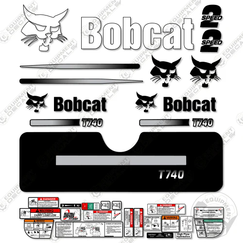 Fits Bobcat T-740 Compact Track Loader Decal Kit (Straight Stripes) CUSTOM SILVER 740, decal kit, t-740, t740