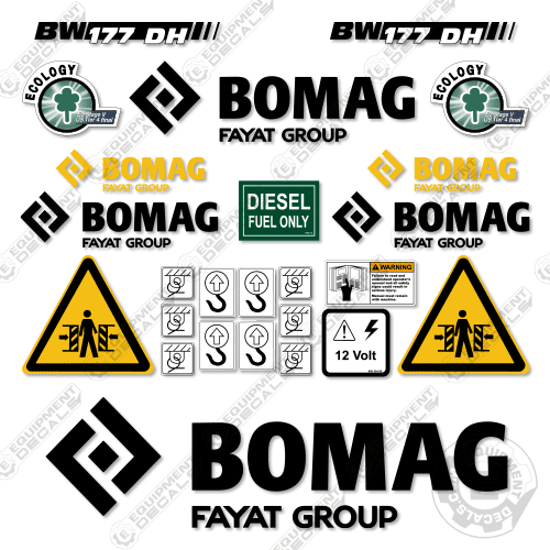 Fits Bomag BW177DH Decal Kit Roller 177, 177d, 177dh, bw177, bw177d, bw177dh, decal kit, roller