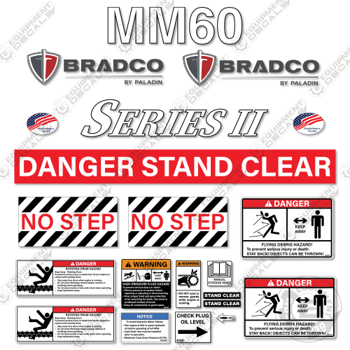 Fits Bradco MM60 Decal Kit Mulcher 60, MM, mm-60, mm60, paladin
