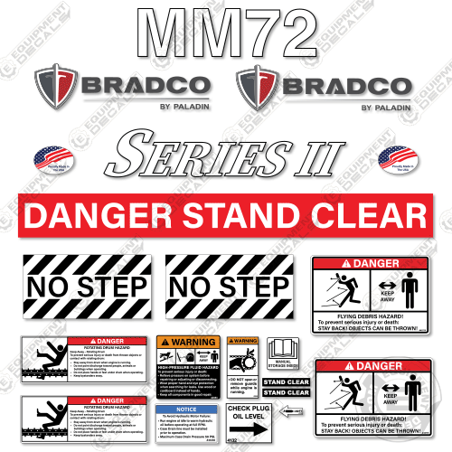Fits Bradco MM72 Decal Kit Mulcher 72, MM, MM72, paladin