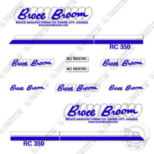 Fits Broce RC350 Decal Kit Front Broom Sweeper 350, decal kit, rc-350, rc350