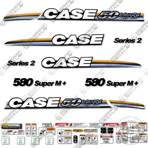 Fits Case 580 Super M + Decal Kit 50 Year Anniversary Series 2 Backhoe Loader 580, 580m, decal kit, m+, super m+, superm