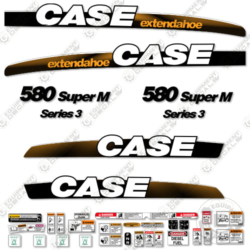 Fits Case 580 Super M Decal Kit Series 3 BackHoe Loader 580, 580-m, 580m, back ho, back-hoe, backho, decal kit, series-3, series3