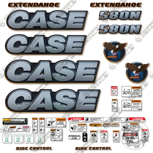 Fits Case 580N Extendahoe Decal Kit Back Hoe Loader 580-n, 580n, decal kit