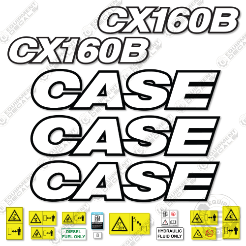 Fits Case CX160B Decal Kit Excavator - 3M Reflective! 160, 160b, cx, cx160, cx160b, decal kit