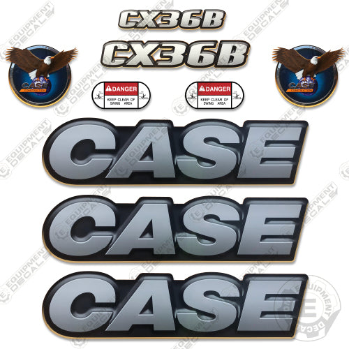Fits Case CX36B Decal Kit Mini Excavator 36b, cx36, cx36b, decal kit