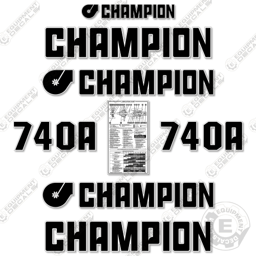 Fits Champion 740A Decal Kit - Motor Grader 740, 740a, decal kit