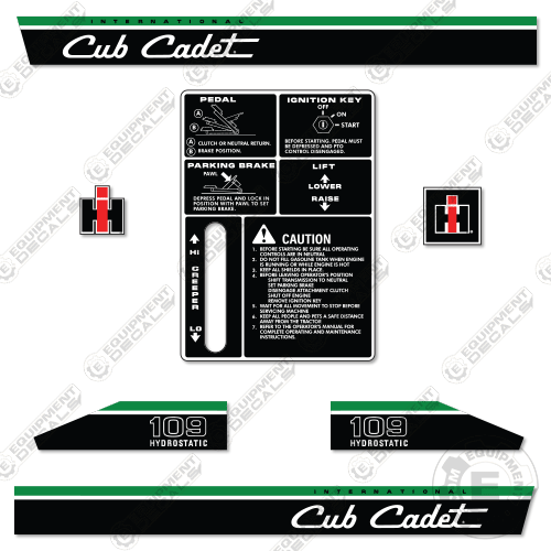 Fits Cub Cadet 109 Hydrostatic Decal Kit Riding Mower decal kit