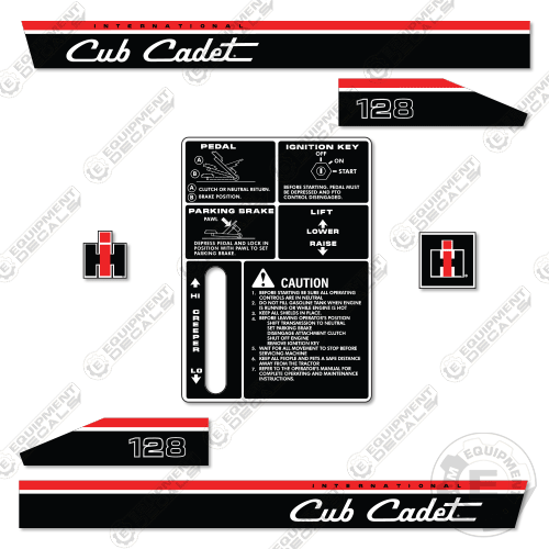 Fits Cub Cadet 128 Decal Kit Riding Mower decal kit