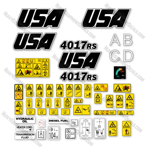 Custom USA Upgrade Fits JLG 4017RS Decal Kit Telehandler - Aftermarket Kit 4017, 4017-rs, 4017r, 4017rs, decal kit