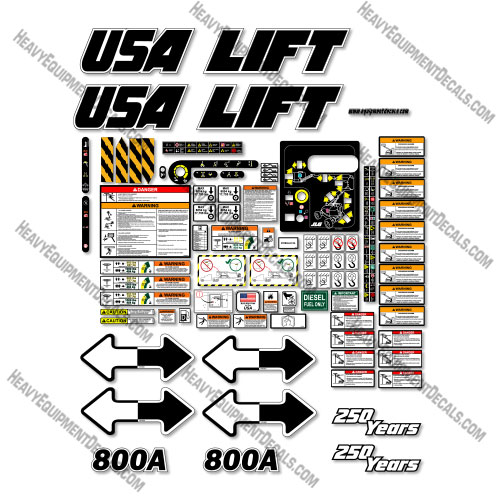 Custom USA Decal Upgrade Fits JLG 800A Decal Kit Boom Lift - Aftermarket Kit 800, 800 a, 800a, decal kit, power, sky, skypower