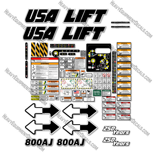 Custom USA Decal Upgrade Fits JLG 800AJ Decal Kit Boom Lift - Aftermarket Kit 800, 800 a, 800 aj, 800a, 800aj, decal kit, power, sky, skypower
