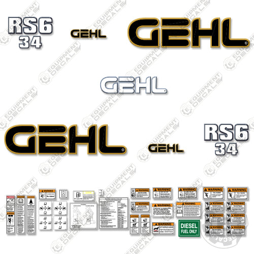 Fits GEHL RS6-34 Decal Kit Telescopic Forklift (Older Style) decal kit, rs6