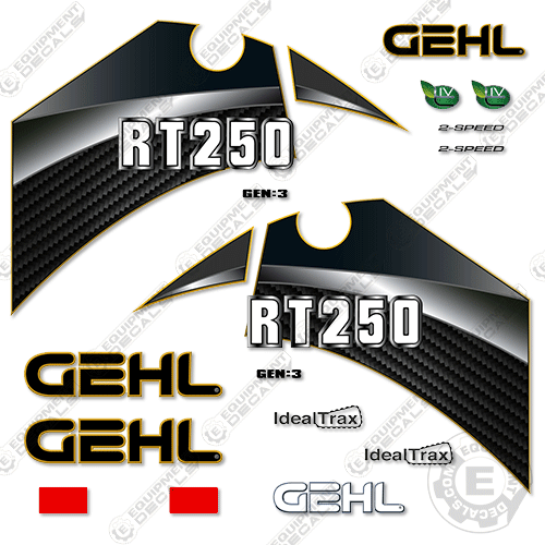 Fits GEHL RT250 Gen: 3 Decal Kit Track Loader decal kit, gehl, rt 250, rt250, skid steer, skidsteer