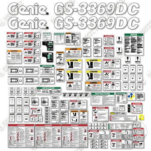 Fits Genie GS-3669DC Decal Kit Scissor Lift 3369, 3669dc, gs-3369, gs3369, gs3669dc, rt