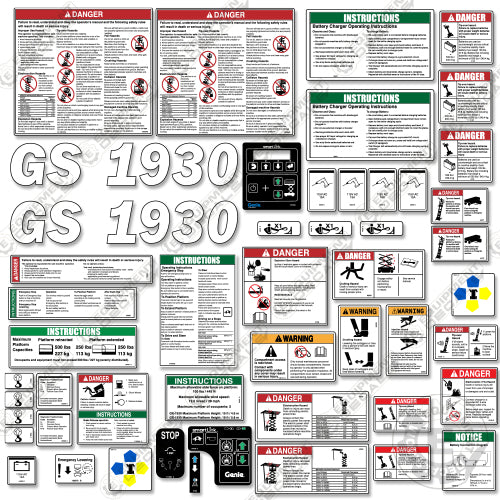 Fits Genie GS 1930 Decal Kit Scissor Lift 1930, gs-1930, gs1930