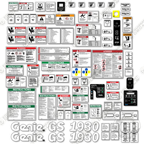 Fits Genie GS1930 Decal Kit Scissor Lift (SN GS3005A-76000 to GS3010A-109999) 1930, gs-1930, gs1930