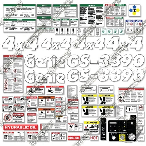 Fits Genie GS-3390 Decal Kit Scissor Lift 3390, gs-3390, gs3390