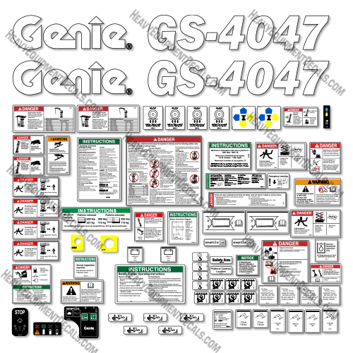 Fits Genie GS-4047 Decal Kit Scissor Lift (GS47P-1000 to PRESENT) 4047, GS4047, GS-4047