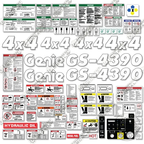 Fits Genie GS-4390 Decal Kit Scissor Lift 4390, gs-4390, gs4390