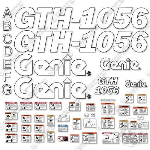 Fits Genie GTH 1056 Telescopic Fork Lift Decal Kit 1056, gth-1056, gth1056