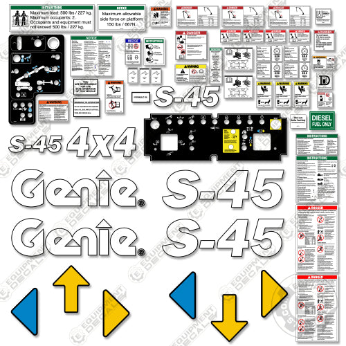 Fits Genie S-45 Vertical Mast Lift Decal Kit 45, s 45, s45