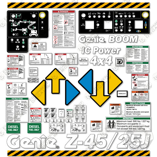 Fits Genie Z-45/25J Decal Kit Telescopic Boom Lift 25, 25j, 45, z, z 45, z45, z45/25j