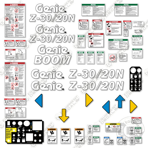 Fits Genie Z30/20N Decal Kit Boom Lift (2000 Model) 2000, rj, z20, z20n, z30, z30/20, z30n