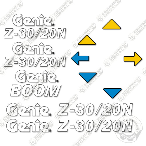 Fits Genie Z30/20N Decal Kit - Partial Kit - Boom Lift (2000 Model) 2000, rj, z20, z20n, z30, z30/20, z30n