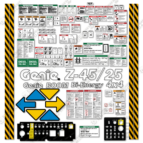 Fits Genie Z-45/25 Bi-Powered Decal Kit Boom Lift (Z452507A-34011-Z452516A-5529) 25, 45, z, z 45, z45, z45/25