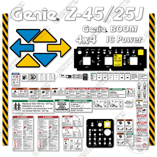 Fits Genie Z-45/25J Decal Kit Boom Lift Internal Combustion (Z452507A-34011 to Z452513A-4700) 25, 25j, 45, z, z 45, z45, z45/25j