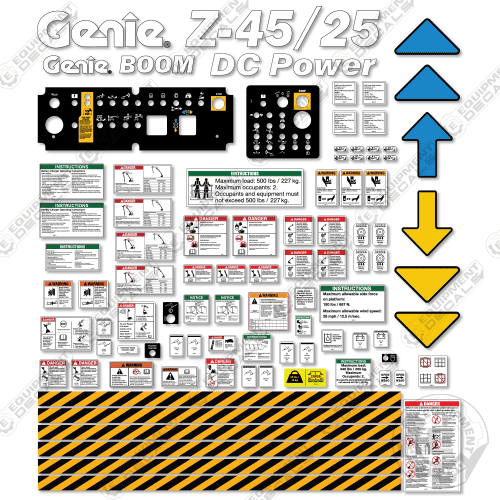 Fits Genie Z-45/25 Decal Kit DC POWER Boom Lift (FITS SN: Z452513D-101 to Z452516d-939) 25, 45, z, z 45, z45, z45/25