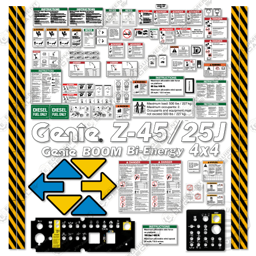 Fits Genie Z-45/25J Bi-Powered Decal Kit Boom Lift (Z452507A-34011-Z452516A-5529) 25, 45, z, z 45, z45, z45/25