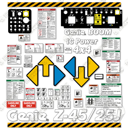 Fits Genie Z-45/25J Decal Kit Boom Lift (1999 Gasoline Version) 25, 45, z, z 45, z45, z45/25