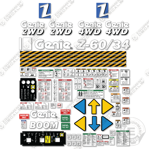 Fits Genie Z-60/34 Decal Kit Boom Lift (SN: 0001-1089) 60, 60/34, z, z-60, z-60/34, z60
