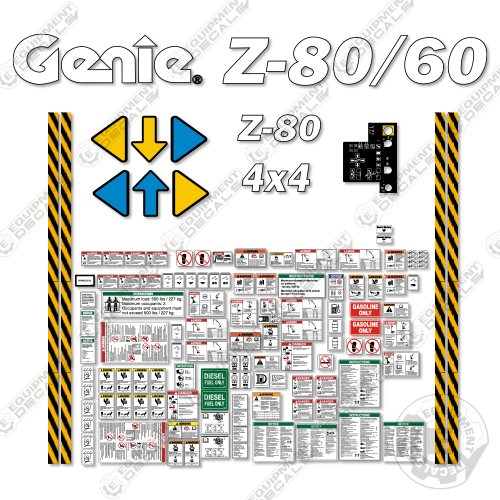 Fits Genie Z-80/60 Decal Kit Telescopic Boom Lift (Z8003-101 to Z8016-5829) 60, 80, z, z80, z80/60
