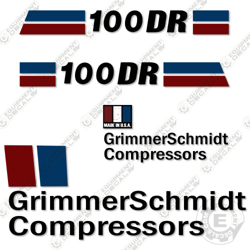 Fits GrimmerSchmidt 100DR Decal Kit Pull-Behind Compressor 100, decal kit, Grimmer Schmidt