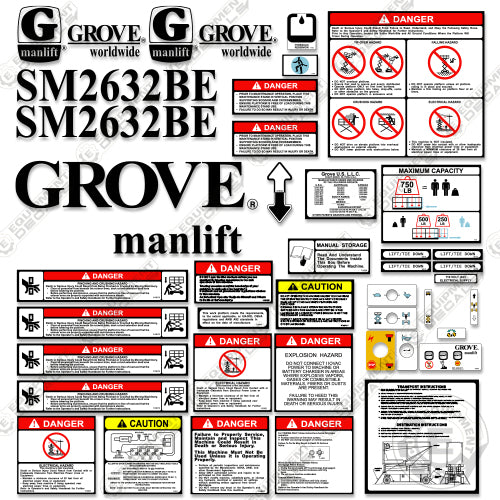 Fits Grove SM2632BE Decal Kit Scissor Lift 2632, 2632be, decal kit, sm2632