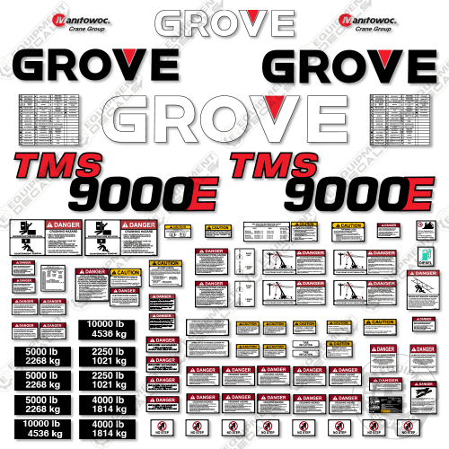 Fits Grove TMS9000E Decal Kit Crane 9000, 9000e, decal kit, tms
