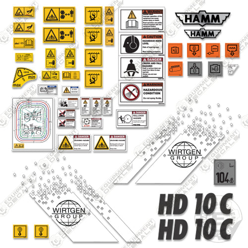 Fits HAMM HD10C Decal Kit Tandem Roller 10c, decal kit, ham, hamm, hd, hd10, hd10c, hd10vv