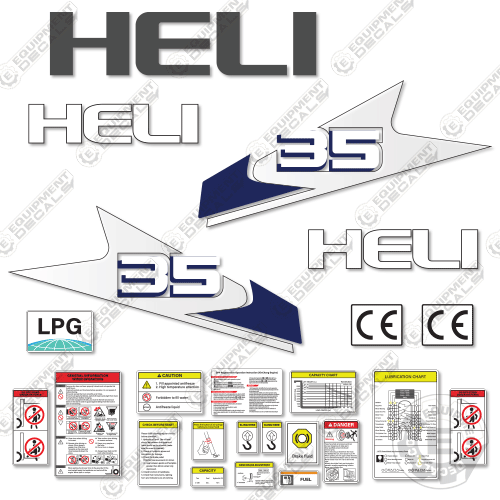 Fits Heli 35 Decal Kit Forklift 35, decal kit, heli