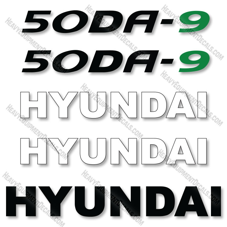 Hyundai 50DA-9 Decal Kit Forklift 50, 50da, 9, fork lift, decals