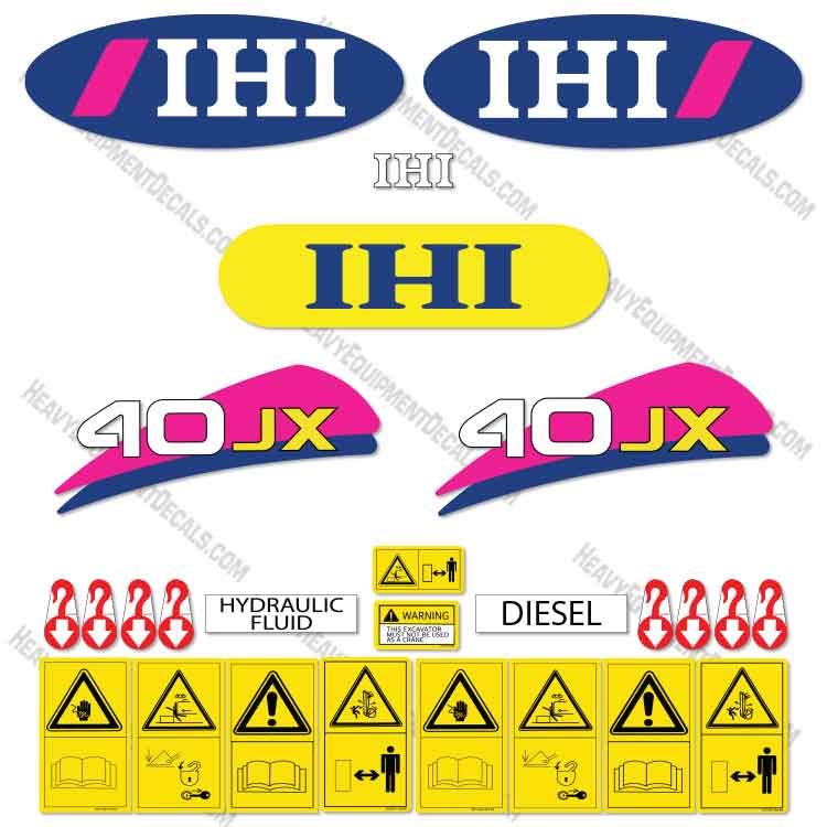 Fits IHI 40JX Decal Kit Mini Excavator  40, 40jx, equipment decals, equipmentdecals, excavator, ihi, mini excavator