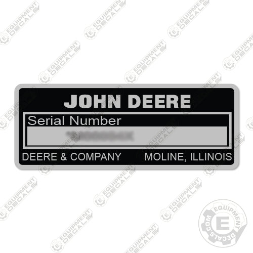 Fits John Deere Plow Serial Number Decal decal kit, john deere