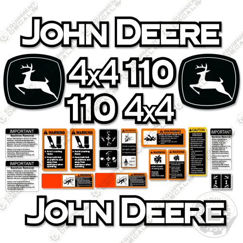 Fits John Deere 110 Decal Kit Backhoe 110, decal kit