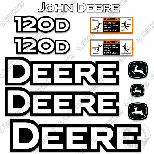 Fits John Deere 120D Decal Kit Mini Excavator 120, 120-d, decal kit, john deere