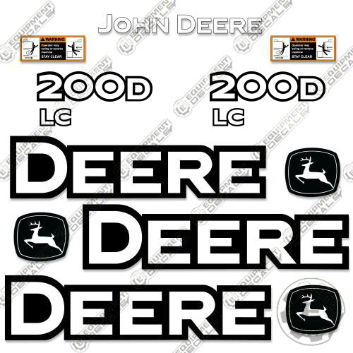 Fits John Deere 200D LC Excavator Decal Kit 200, 200-d, 200d, 20dlc, decal kit, excavator, john deere